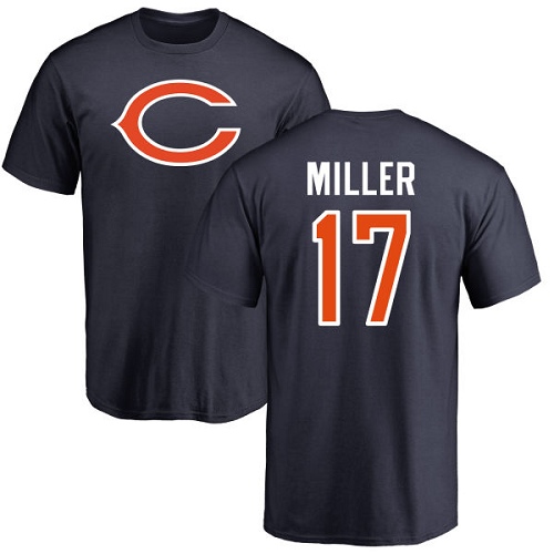 Chicago Bears Men Navy Blue Anthony Miller Name and Number Logo NFL Football #17 T Shirt